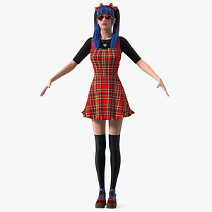 3D Fashionable Chinese Woman T-pose model