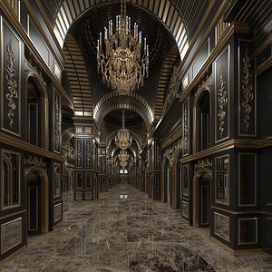 3D model classic interior room scene