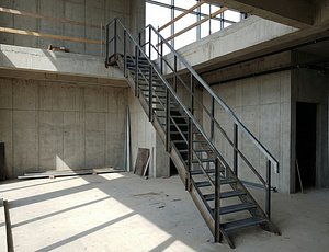 Industrial Steel Staircase Metal Grating Treads Construction Site 3D Model