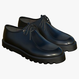 3D Realistic Black Leather Shoes