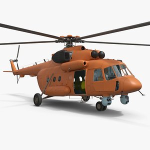 Training Utility Helicopter Orange 3D model