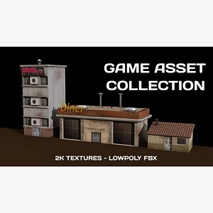 Low Poly Buildings 2K - Game Ready Asset 3D
