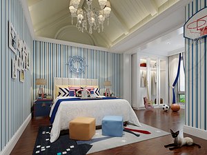 3D Mediterranean Children Room - bedroom