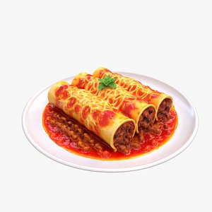 Cannelloni with meat 3D model