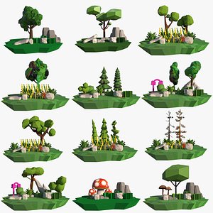 3D 32 Wonderful cartoon Landscape Sets model