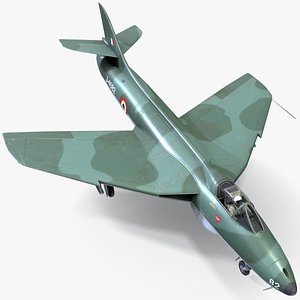 3D Lowpoly Hawker Hunter MK56 jet with Pilot