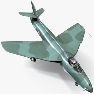 Lowpoly Hawker Hunter MK56 jet with Pilot