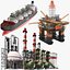 3D Detailed Large Oil Refinery Collection model