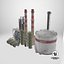 3D Detailed Large Oil Refinery Collection model