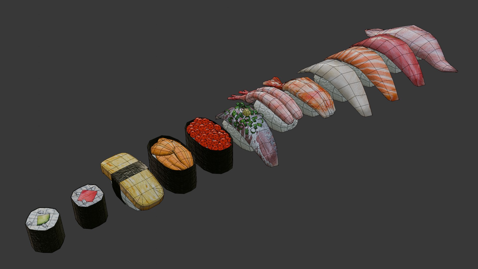 3D 12-piece sushi model asset model https://p.turbosquid.com/ts-thumb/iI/pHboxu/26/uv2/png/1736368107/1920x1080/fit_q87/66e093f806ac17cf0dc445595be461336ed51fd1/uv2.jpg