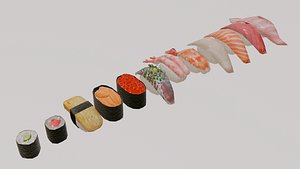3D 12-piece sushi model asset model