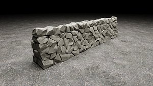 Stone Wall Low-poly 3D