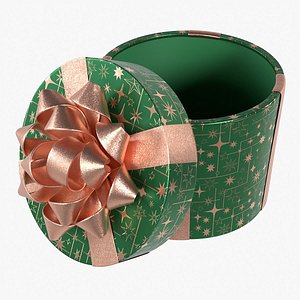 3D Gift Box Cylinder Open Green model