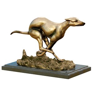 Greyhound Whippet Art Deco Dog Statue 3D