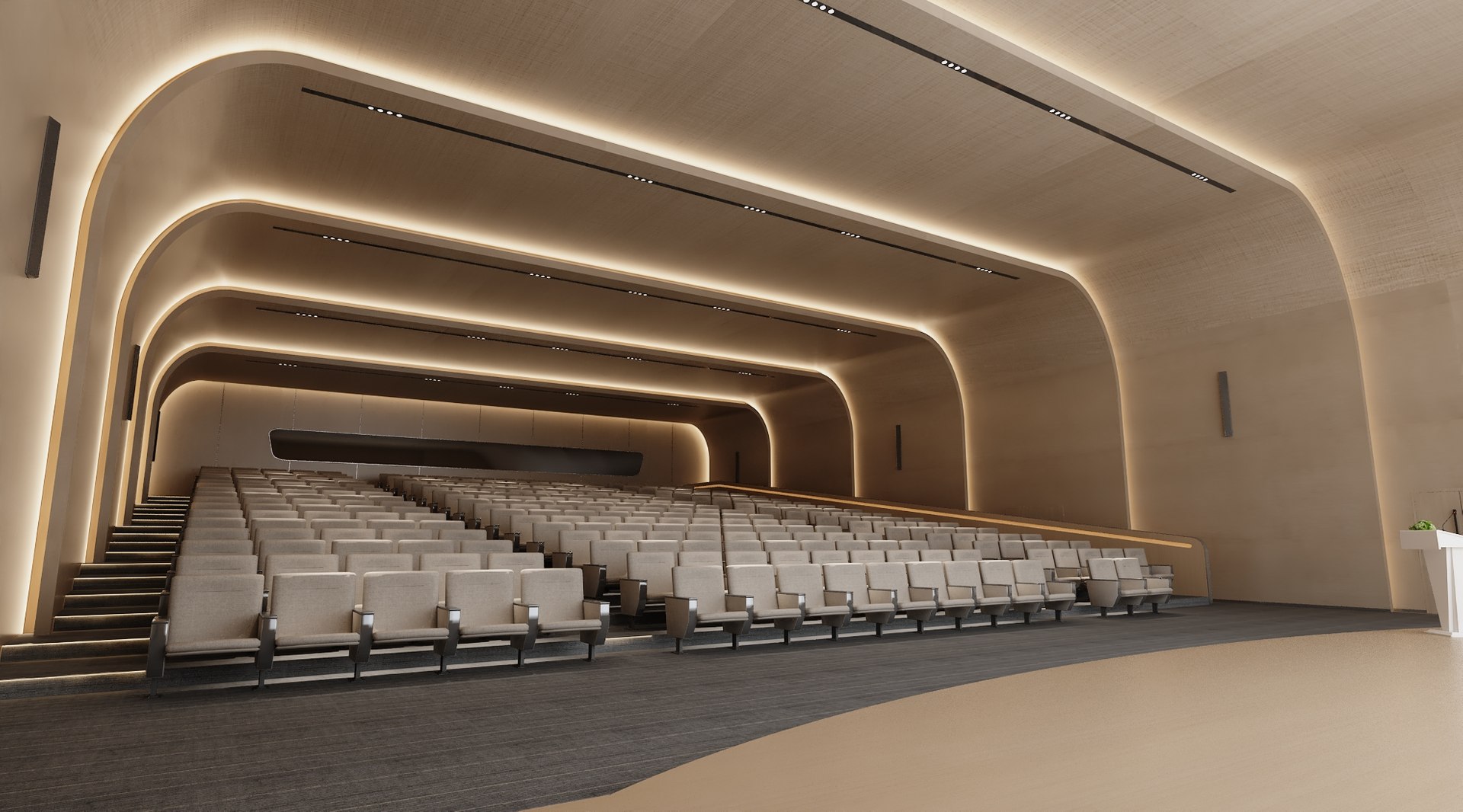 Contemporary Auditorium With Tiered Seating 3D Model - TurboSquid 2494864