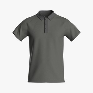 Male raglan polo tshirt 3D model