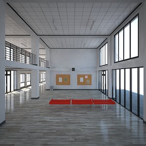 3D school entrance hall