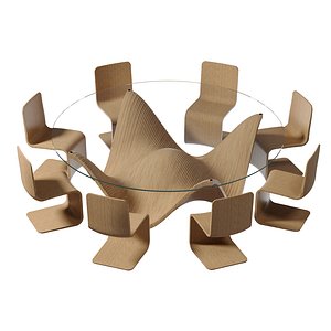 3D Parametric Table and Chairslow poly