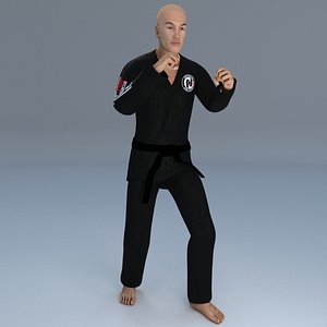 rigged jiu jitsu martial 3D model