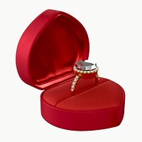 wedding ring in a box heart type