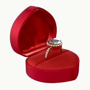 wedding ring in a box heart type