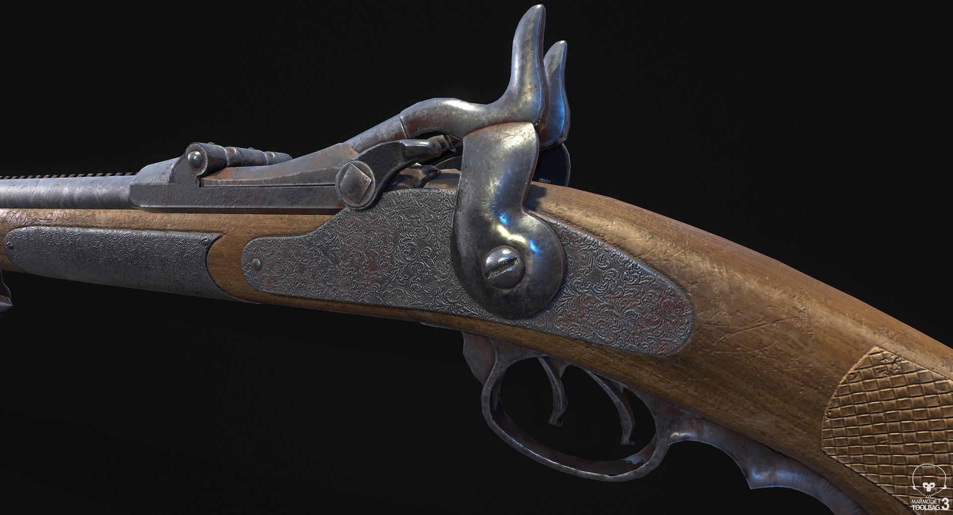 sawed-off musket 3D model https://p.turbosquid.com/ts-thumb/iK/BuIQkj/23WwAEVI/screenshot007/png/1547676285/1920x1080/fit_q87/e37f9e102cca53b566c432ec2e2e9af786b4d9eb/screenshot007.jpg