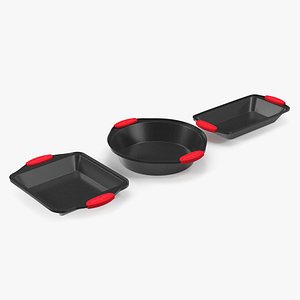 3 Cake Baking Pan Set Non Stick