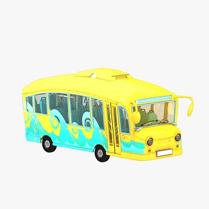 cartoon bus interior 3d model