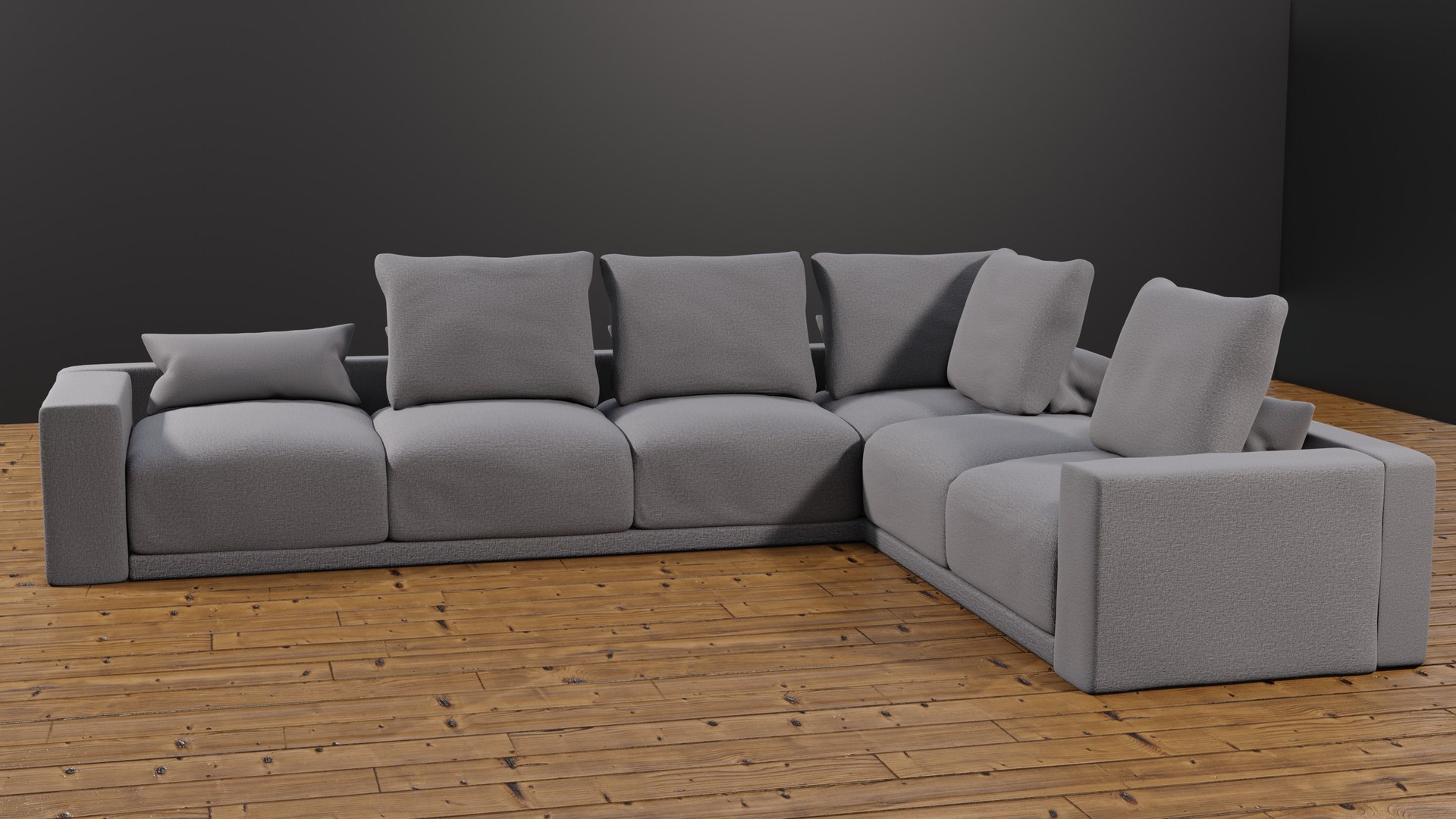 3D Grey fabric corner couch model TurboSquid 1793903