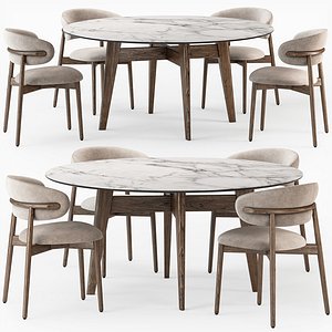 3D Calligaris Abrey round table Oleandro chair model