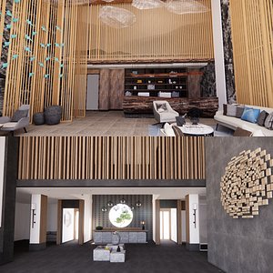 Hotel Lobby Interior-B2 3D