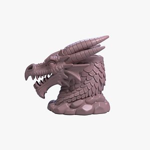Dragon Head Pen Holder Fierce Fantasy Desk Organizer STL File 3D Printable 3D model