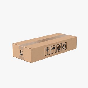 Cardboard Box 50x20x10 Closed 3D model