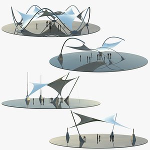 3D Futuristic Tensile Pavilions Bundle-02