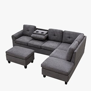 Fabric 3-Piece Sectional Sofa