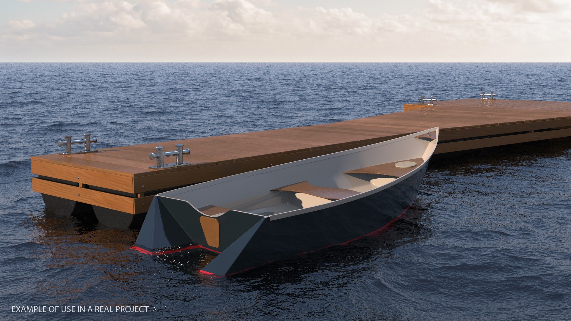 Wooden Pontoon Flottant 3D model preview