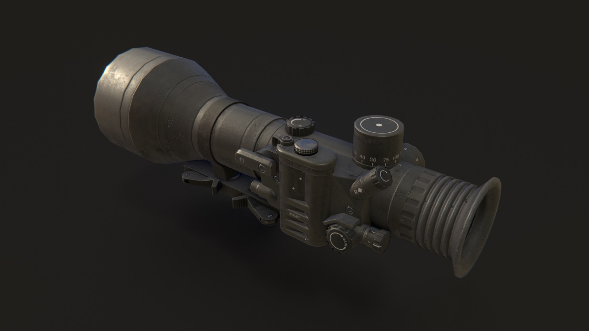 3D night vision scope model https://p.turbosquid.com/ts-thumb/iL/9xasJv/BAyI1uEp/pr001/jpg/1601209809/1920x1080/fit_q87/1c69566191ebdda03565682590c8a02ab36618e7/pr001.jpg