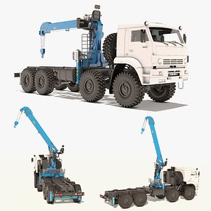 Truck with Telescopic Crane Manipulator Rigged 3D model