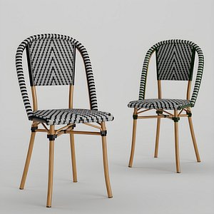Realistic French Rattan Chair 4 pcs 3D