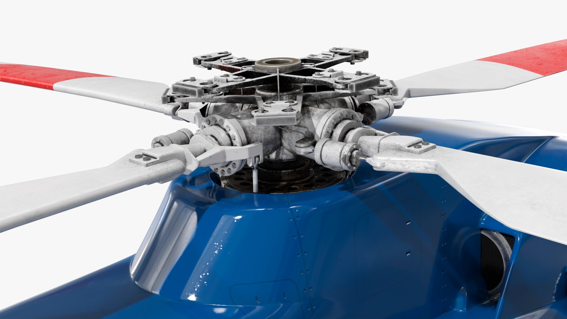3D Sikorsky S-76 Rotor Helicopter With Wheeled Gear Blue White Rigged ...