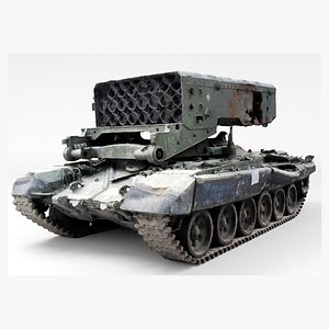 Russian TOS-1 Buratino TOS-1A Solntsepyok destroyed by Ukrainian army 3D
