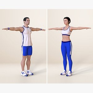 Gym Athlete Couple Pack 01 3D model
