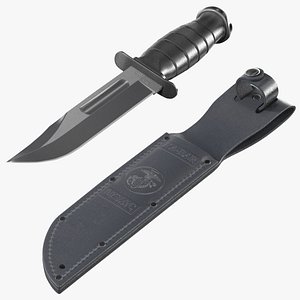 Ka Bar Combat Knife with Leather Sheath Black