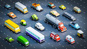 Low Poly Game-Ready Vehicle Pack 3D model