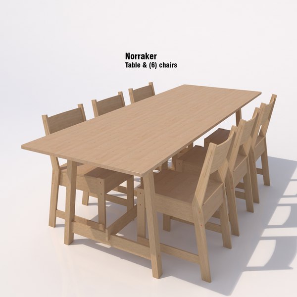 3d model ikea norraker chairs table wood