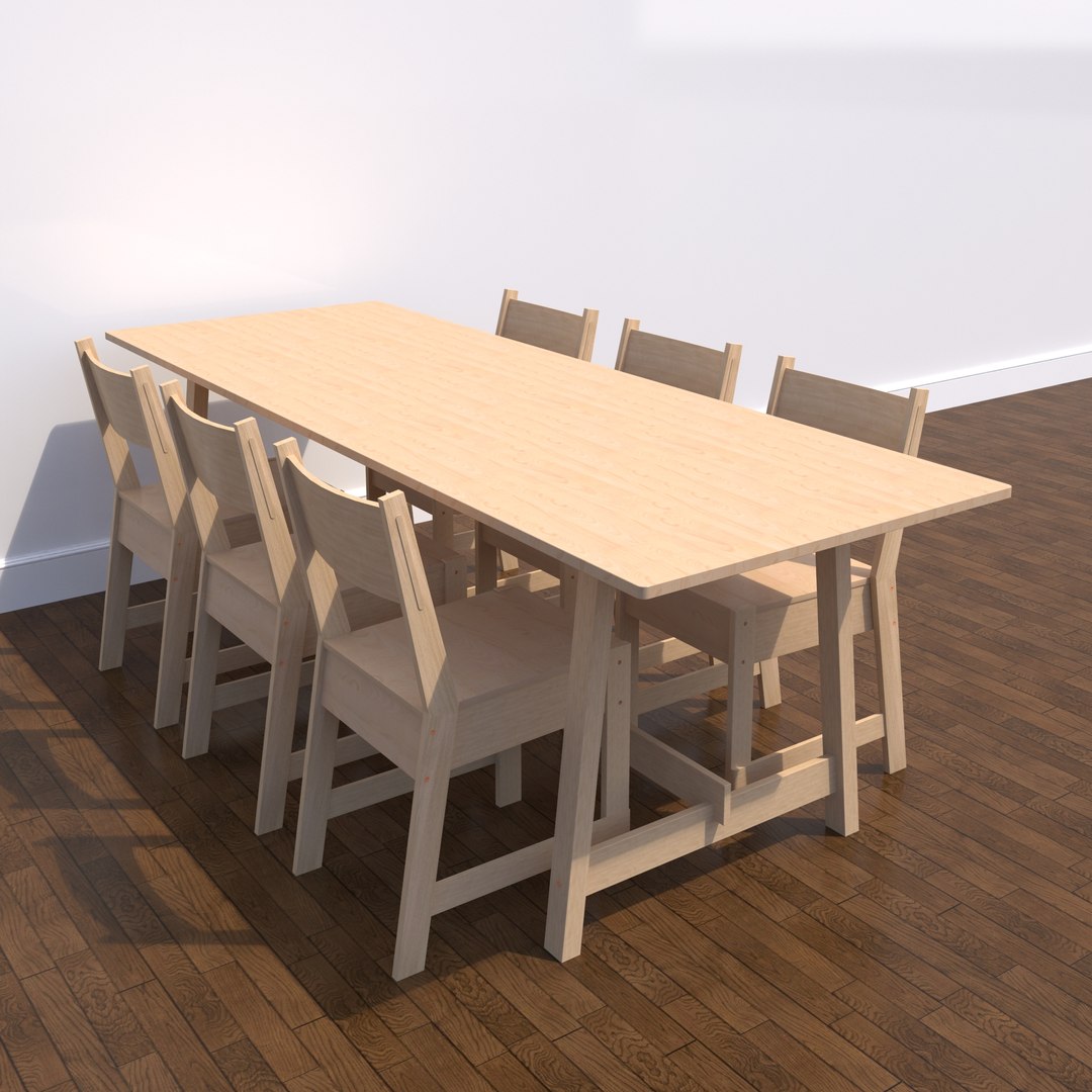 3d Model Ikea Norraker Chairs Table Wood