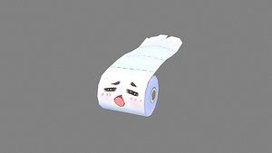 3D Cartoon toilet paper monster - roll paper mascot
