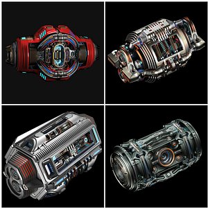 3D Sci Fi Elements Kitbash 4 in 1 model