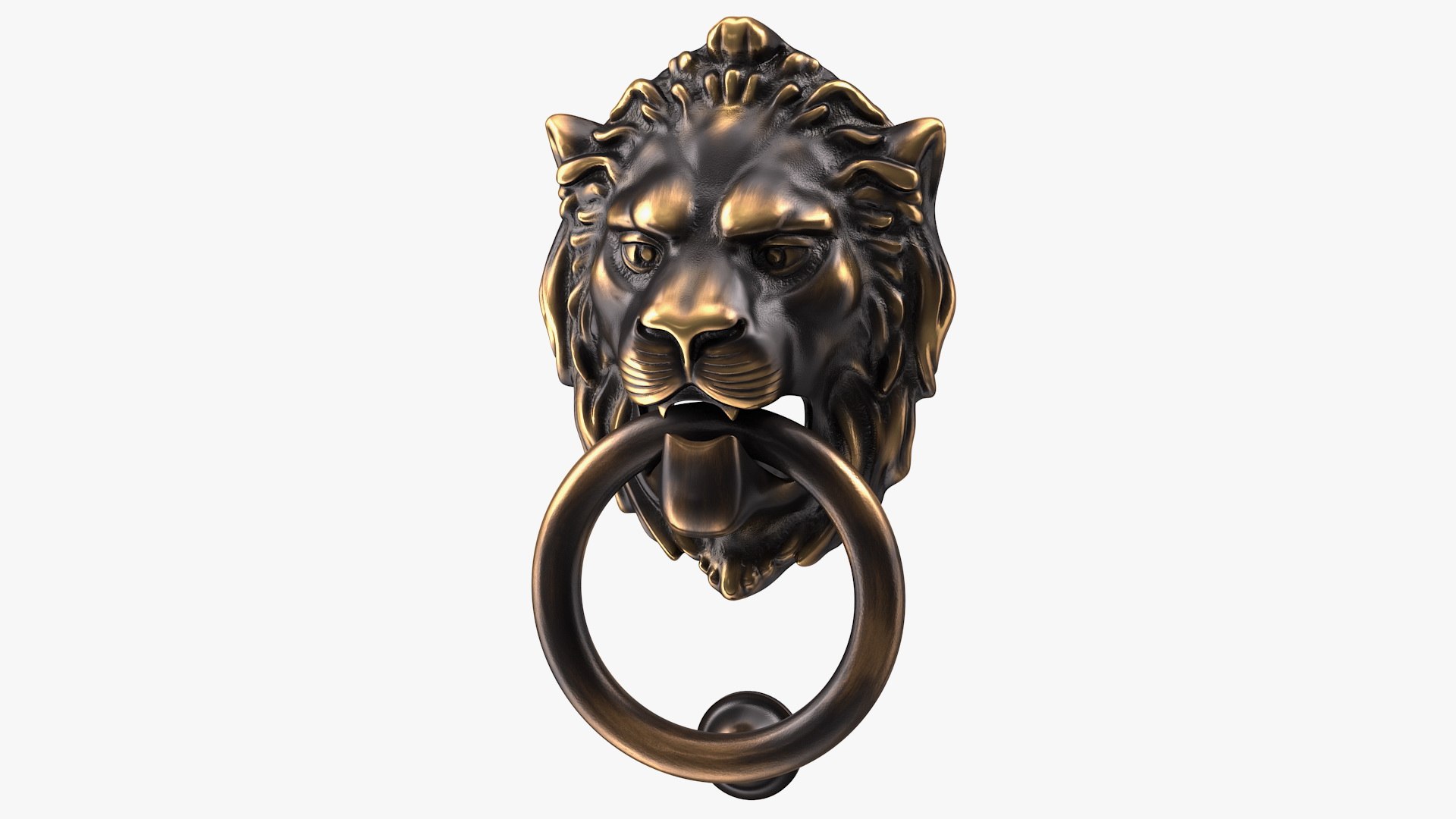 Antique Brass Lion Door Knocker 3D model preview