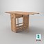 3D Realistic Wooden Dining Table 3D Model High Quality  Low Poly